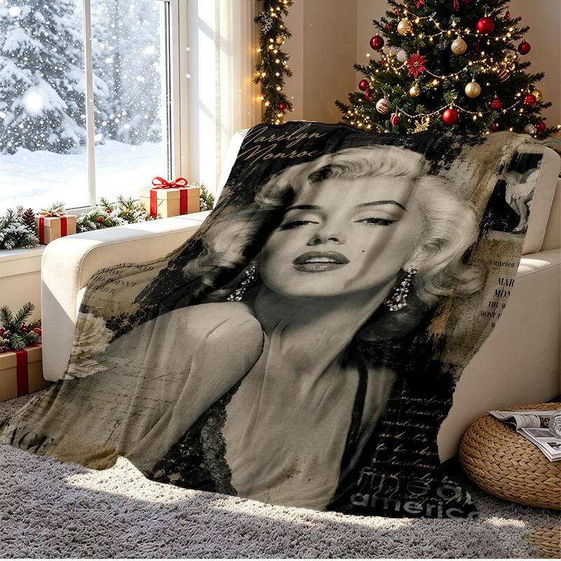 Marilyn Monroe Pattern Blanket for Home Decoration, Bed, Sofa, Car Travel, Camping, Suitable for All Seasons, Birthday Christmas Gift