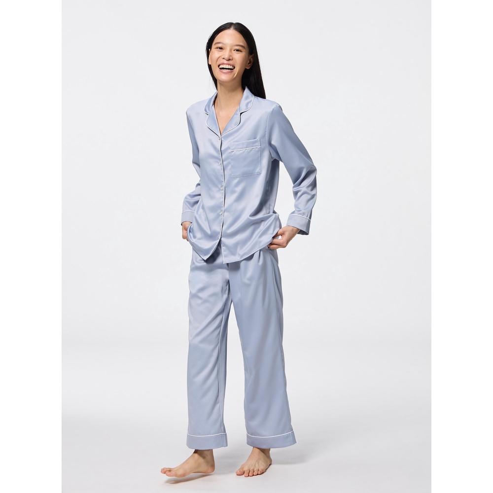 

GU by Uniqlo Атласна піжама з довгим рукавом, довгі штани 61 BLUE/XXL