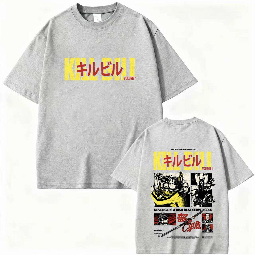 Camiseta Película Kill Bill La Matanza Completa Quentin Tarantino Película Pulp Fiction Camisetas Hombre Mujer Moda Camiseta Oversize XL gris