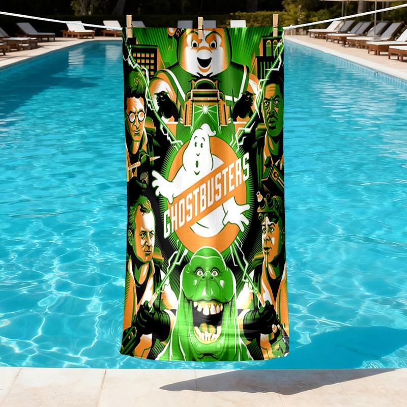 Ghostbusters Print Beach Towel Design, Soft, Lightweight. for Home Bathroom, Spa, Pool, Yoga, Surfing, Camping, Gift for Family, Friend