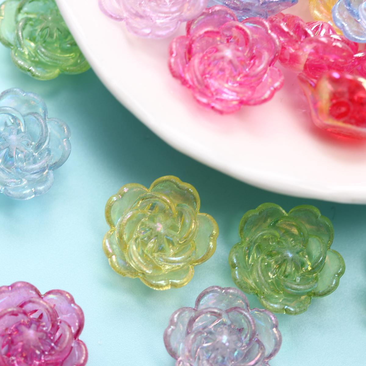 

Подвески 60 шт. AB цветные бусины в форме цветка ручной работы для изготовления ювелирных изделий 14 мм свободные бусины с двойным отверстием разноцветные DIY для изготовления фурнитуры акрил