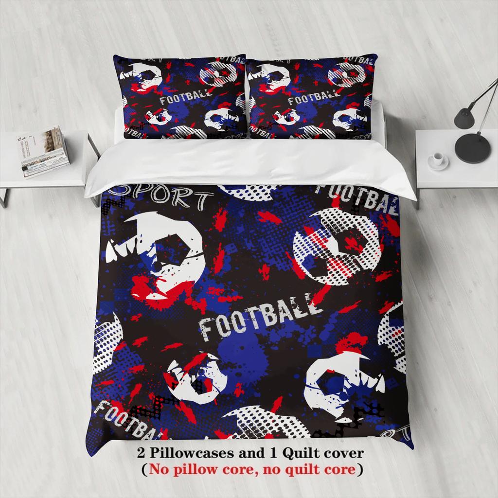 3dílná ložní souprava Kreslený fotbal 3D tištěný Broušený Pohodlný Povlak na přikrývku King Queen Twin Jednolůžko Velikost Dárek k narozeninám Dekorace pokoje