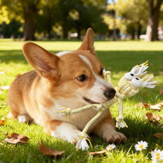 Rope Dog Toy Rope Knot Doll Bite Resistant Chew Toy Interactive Tug of War Toy for Aggressive Chewers Dogs Teeth Cleaning