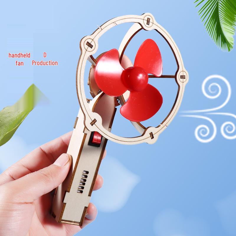 DIY Wooden Handheld Fan Kit for Creative Kindergarten & Primary School Experiments See packaging