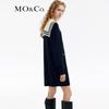 MO&Co. 2024 Spring Merino Wool Blend Shawl Dress with Navy Collar