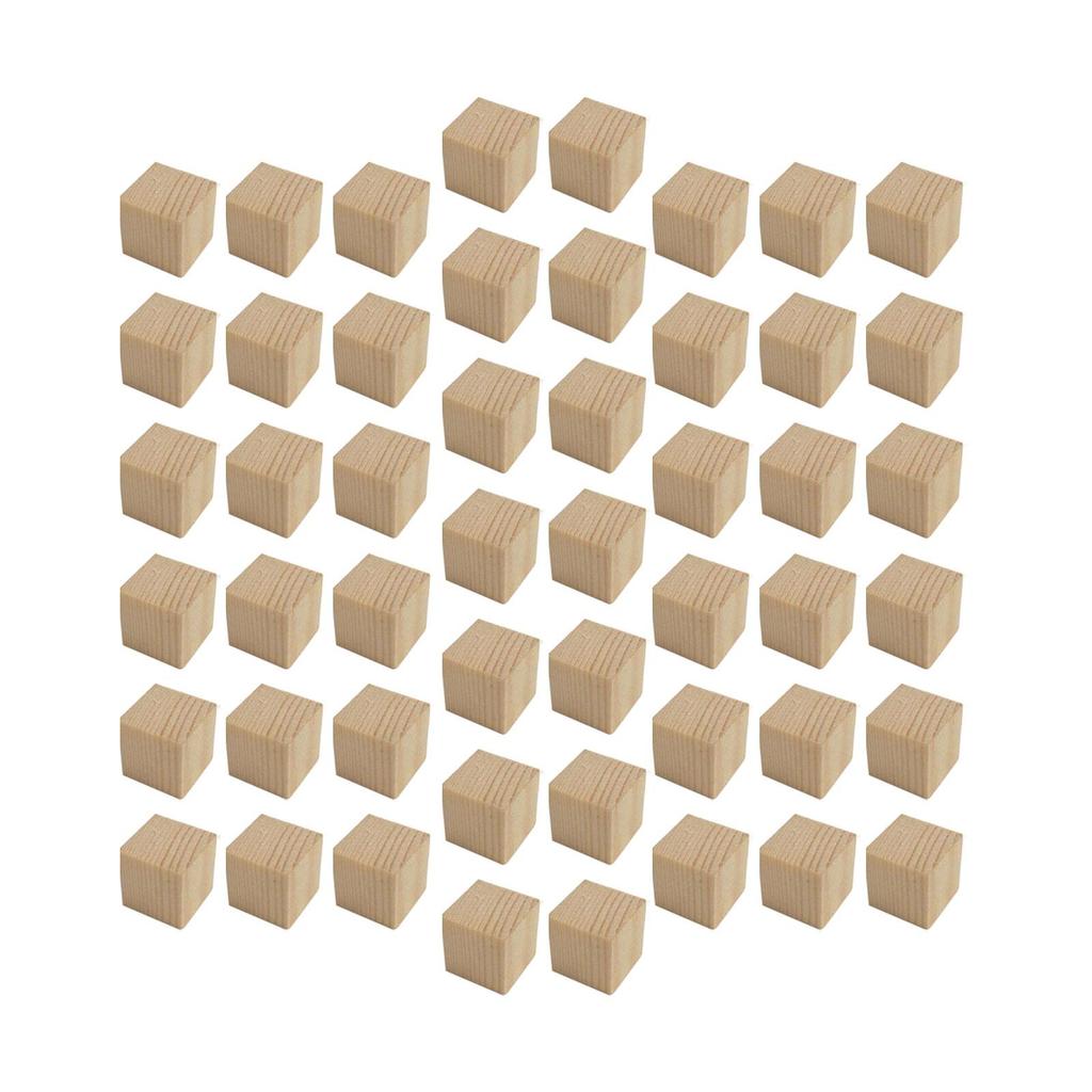 50Pcs Wooden Blocks Solid Wood Cubes Woodcraft Playing Square Unfinished for