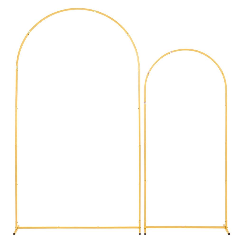 Arch Backdrop Stand, Set of 2, 2.2 m and 1.8 m, Stable Structure, Easy Assembly, Gold Metal Arch Backdrop Stand for Wedding, Birthday Party,