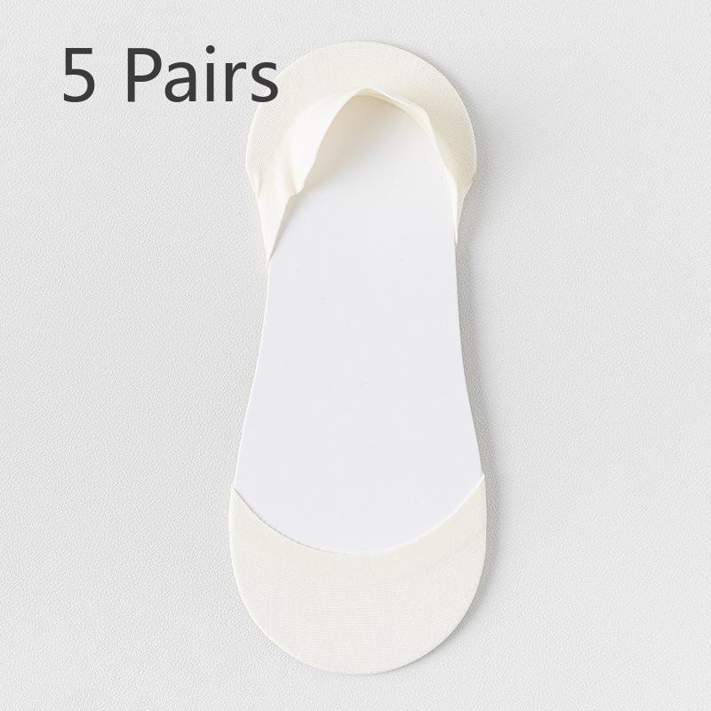 5 Pairs of Women's Summer Thin Non-slip Heel Shallow Mouth Invisible Socks