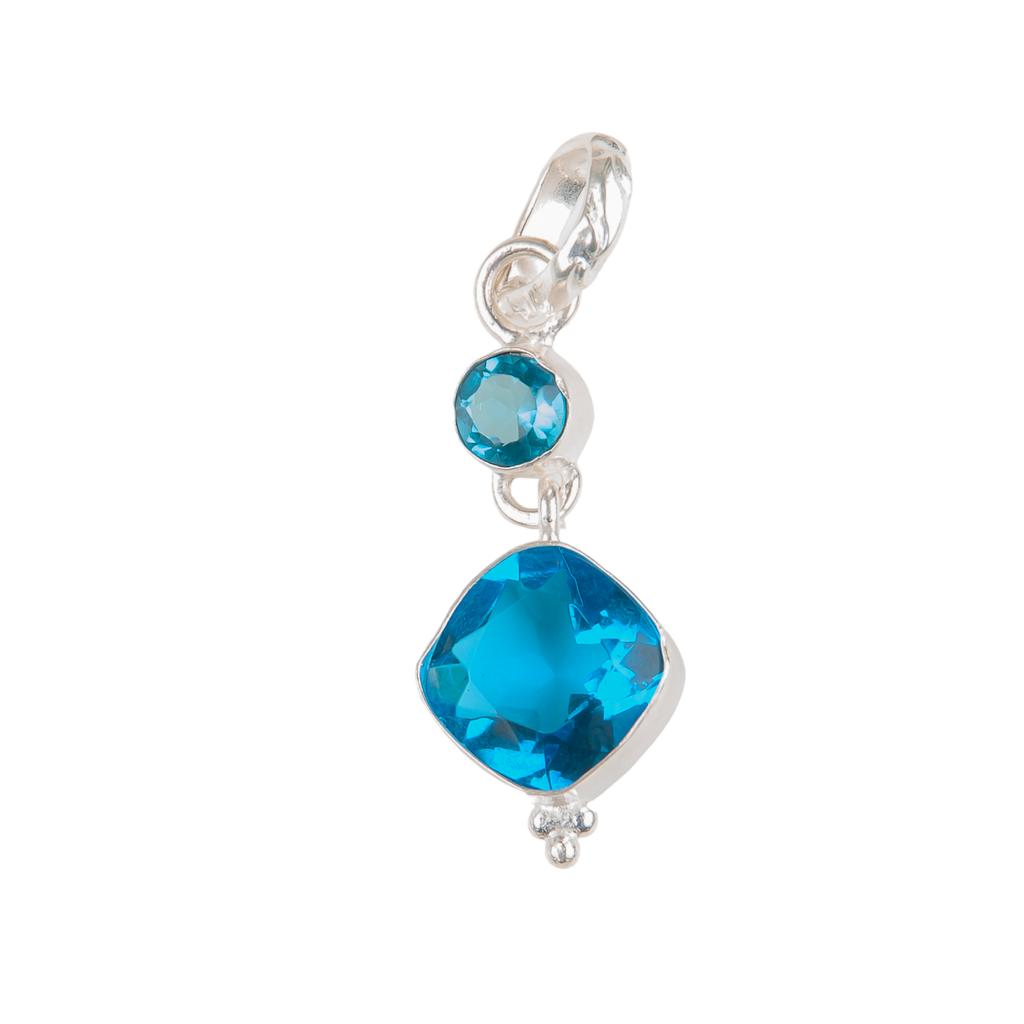 Swiss Blue Topaz Gemstone 925 Sterling Silver Jewelry Handmade Pendant 1.60" PP-9-2