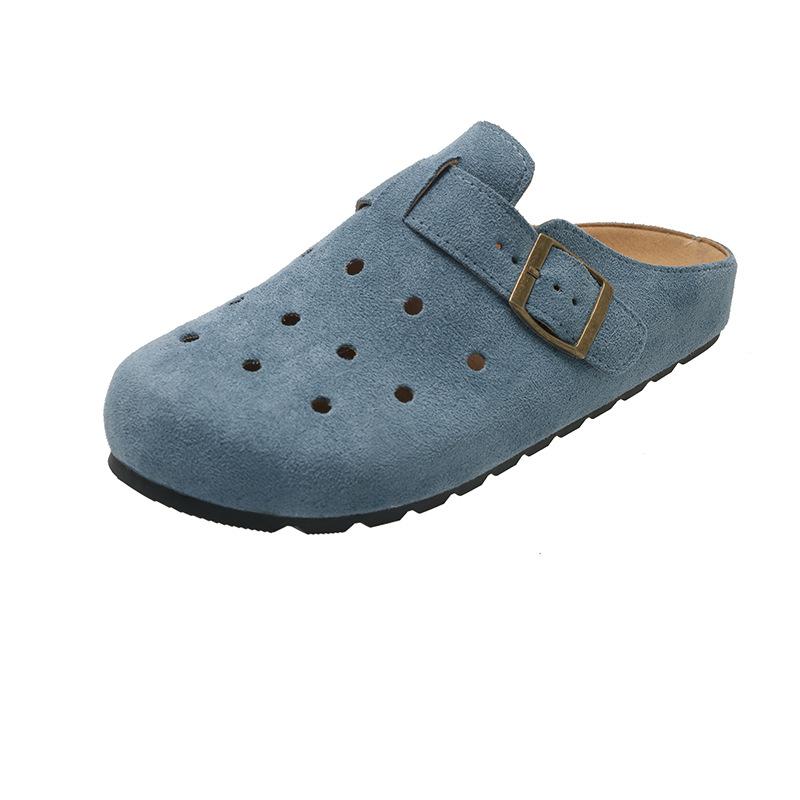 Damen Plattform-Slipper mit geschlossenem Zehenbereich im Birkenstyle, Sandalen mit weicher Sohle, Sommerschuhe