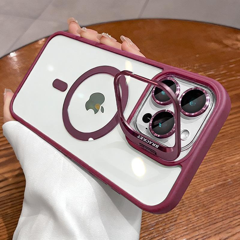 Holder Wireless Charging Phone Case For iPhone 17 Pro Max 16 15 14 13 12 11 Pro Max Plus Air Lens Protection Cover Funda