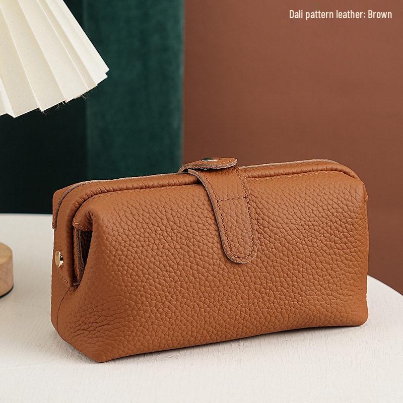 Multifunctional Genuine Leather Makeup & Mobile Clutch – New Style Cowhide Travel Toiletries Bag