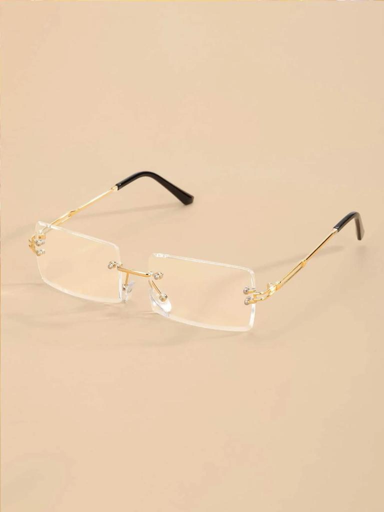 1 Stück Mode Rechteckig Randlos Metallrahmen Damen Klare Brillen Für Herren Alltag Foto Machen Brillen Bekleidungszubehör.