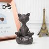 Meditation Cat Statue Sitting Kitten Resin Figurine Zen Yoga Animal Sculpture Home Office Bookshelf Desktop Decoration Ornament