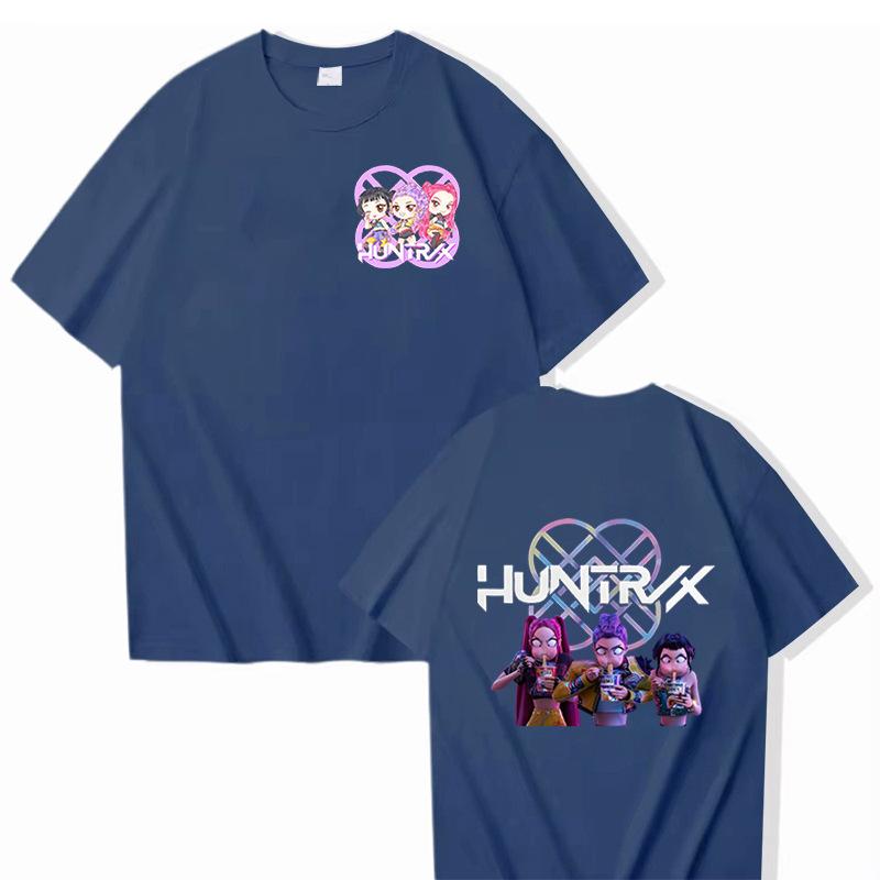 KPop Demon Hunters Anime Cartoon Peripheral Women's Colorful Printed Versatile Fashion Round Neck T-shirt