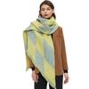 Women'S New European And American Shawl Scarf, Autumn And Winter Large Grid Triangle Imitation Cashmere Double-Sided Scarf