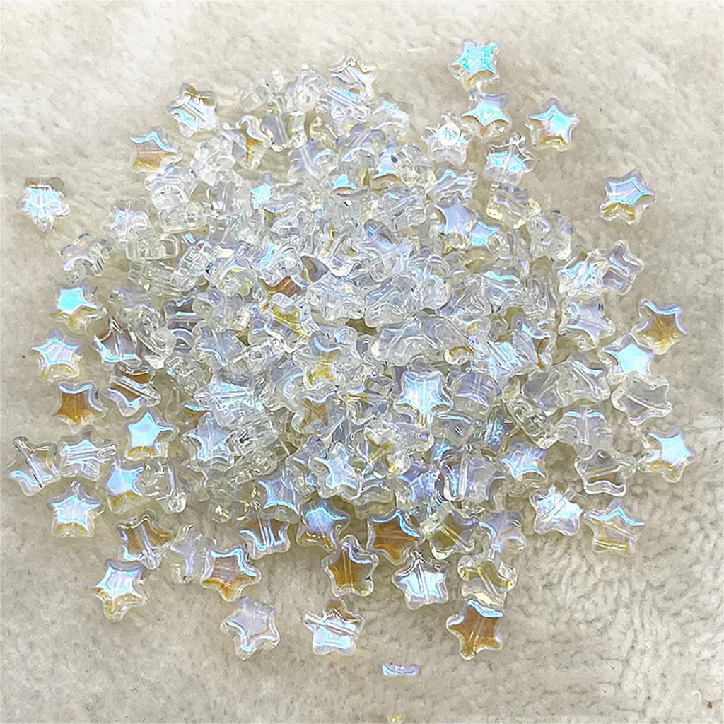 Colorful 30pcs 8mm Mini Polychrome Cute Gradient Five-pointed Star Glass Beads Loose Spacer Beads Jewelry Making DIY Handmade