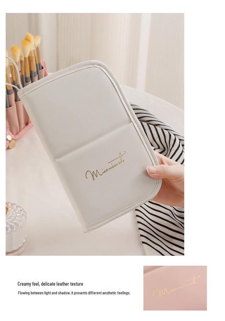 PU Waterproof Foldable Makeup Brush Storage Bag: Multifunctional, Dustproof & Travel-Friendly