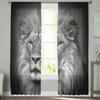 Lion Chiffon Sheer Curtains For Living Room Bedroom Decoration Window Tulle Curtains Drapes