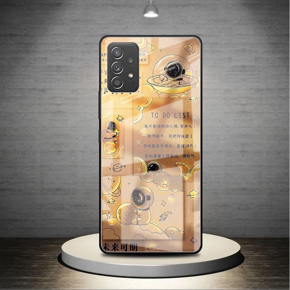 Glashülle für Samsung Galaxy A52 A71 A50 A51 A70 A21s A31 A72 A10 A12 A30 A22 5G Telefonabdeckung Astronaut Cartoon