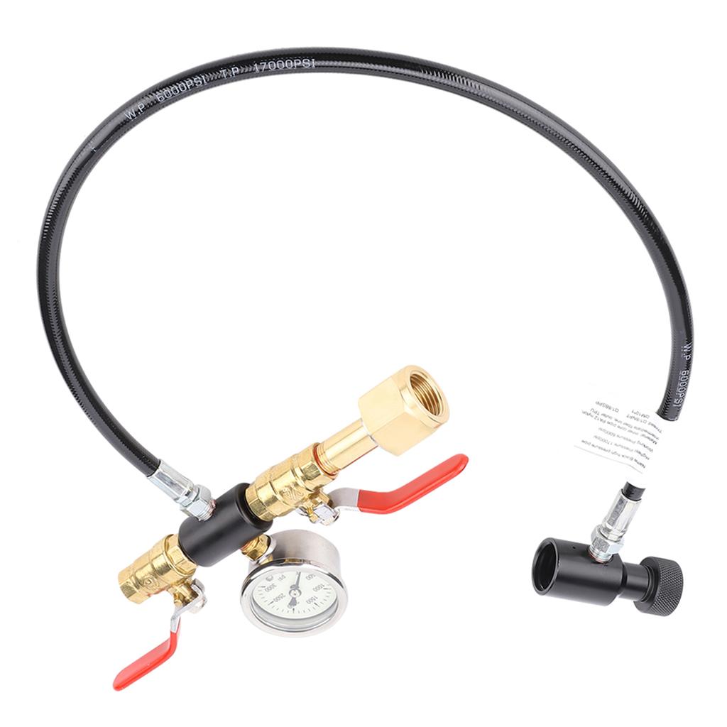 Adaptor pentru furtun de 24 inci de umplere cu CO2 cu valvă dublă cu manometru de 3000 psi pentru rezervorul Sodastream G1/2