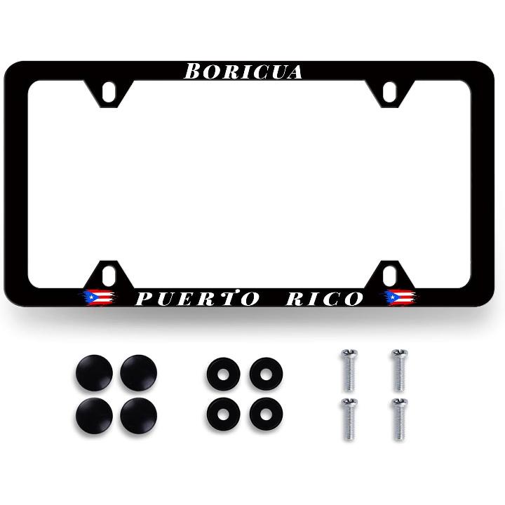 Blue Boho Flowers License Plate Frame Stainless Steel Holder 12.2" X 6.2" | Cute Floral License Plate Personalise Auto Parts for Men Women Car
