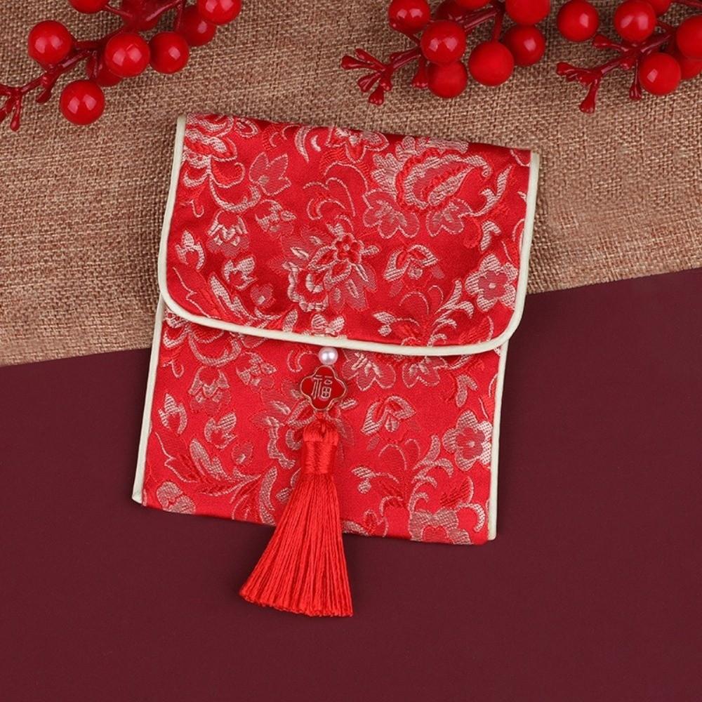 Spring Festival Money Pocket Tassel New Year Money Bag Brocade Red Envelope  Lady Girls Women