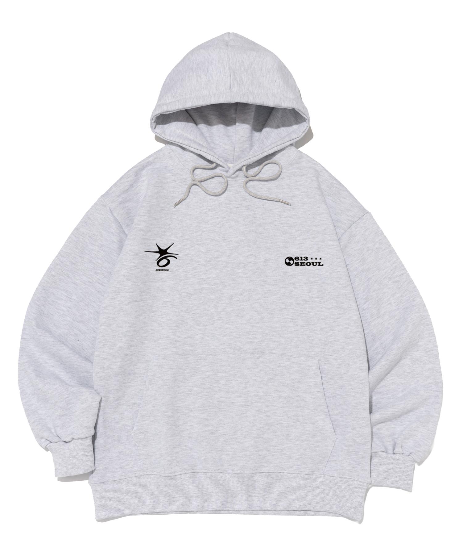 613 Seoul Crack Stitch Point Logo Hoodie (Light Gray) Xl (No Fleece-Lined)