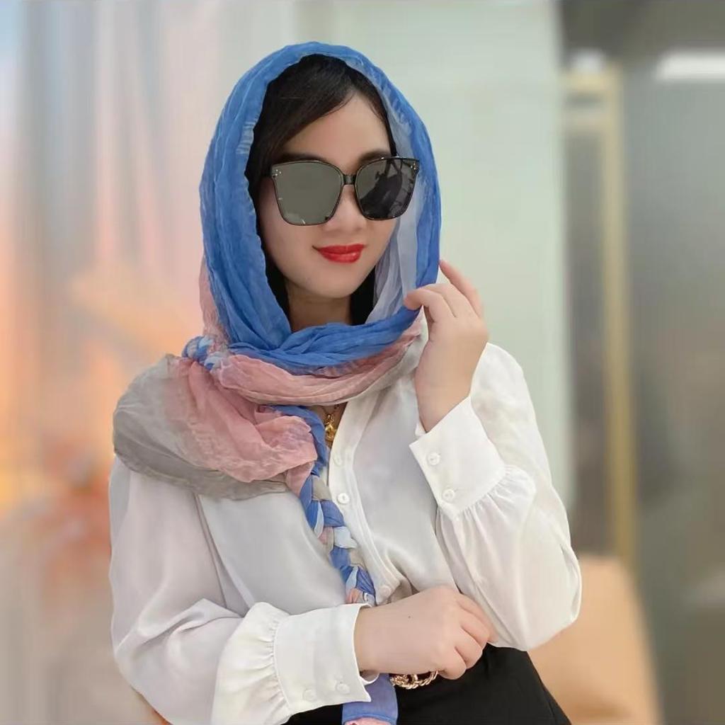 Silk Braided Scarf: Summer Sun Protection, Stylish Travel Shawl, Versatile & Fashionable Headscarf