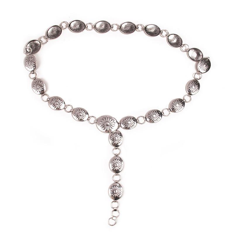 European Inspired Metal Waist Belt With Decorative Engraving For Elegant Women Summer Wear