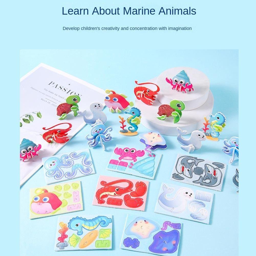 10pcs 3D Sea Animals Children's Three-dimensional Puzzles Children's Early Education Toys