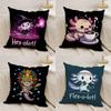 Cute Axolotl Cushion Cover Silky Short Plush Double-Sided Printed Pillow Case for Sofa All Seasons Home Decor Gift