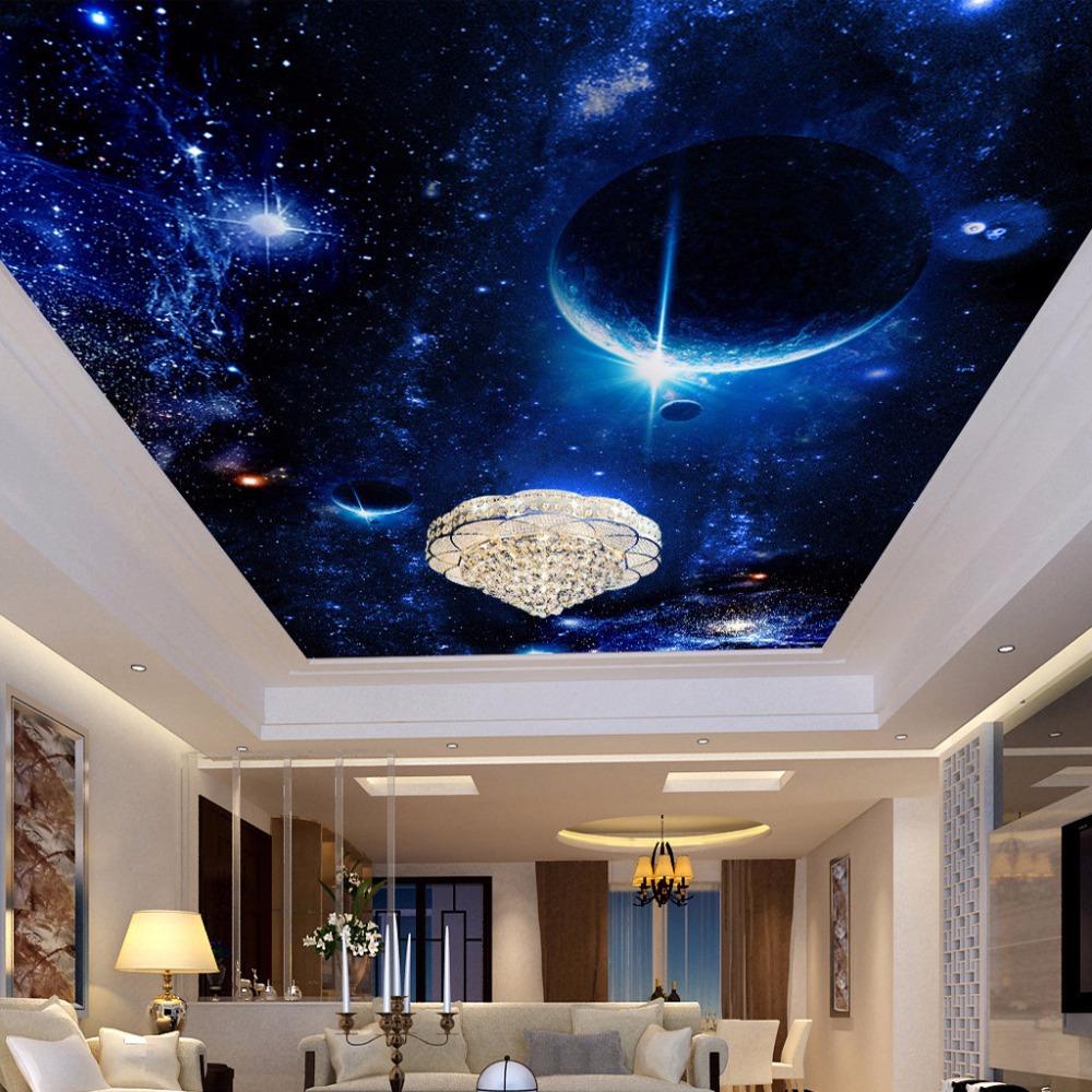 Modern 3D Wall Murals For Living Room Ceiling Mural Star Planet Universe Space Wallpaper