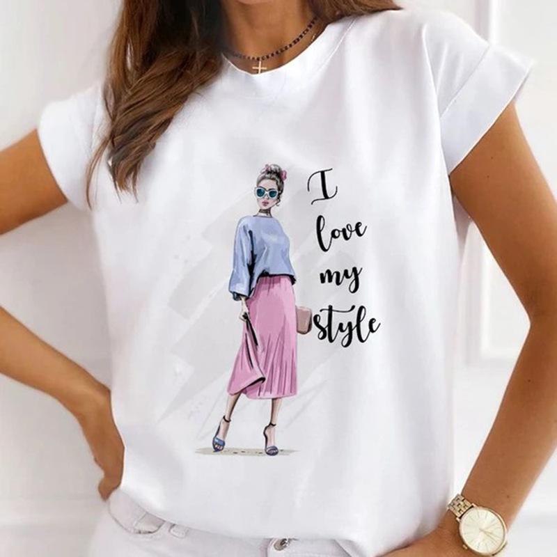 

Fashion Personality Printed Shortsleeved Womens Tshirt with Round Neck Womens Base Shirt Graphic T Shirts Tops Harajuku S