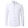 Men's Slim Fit Stretch Shirt, Simple Business Style, Lightweight Casual Long Sleeve