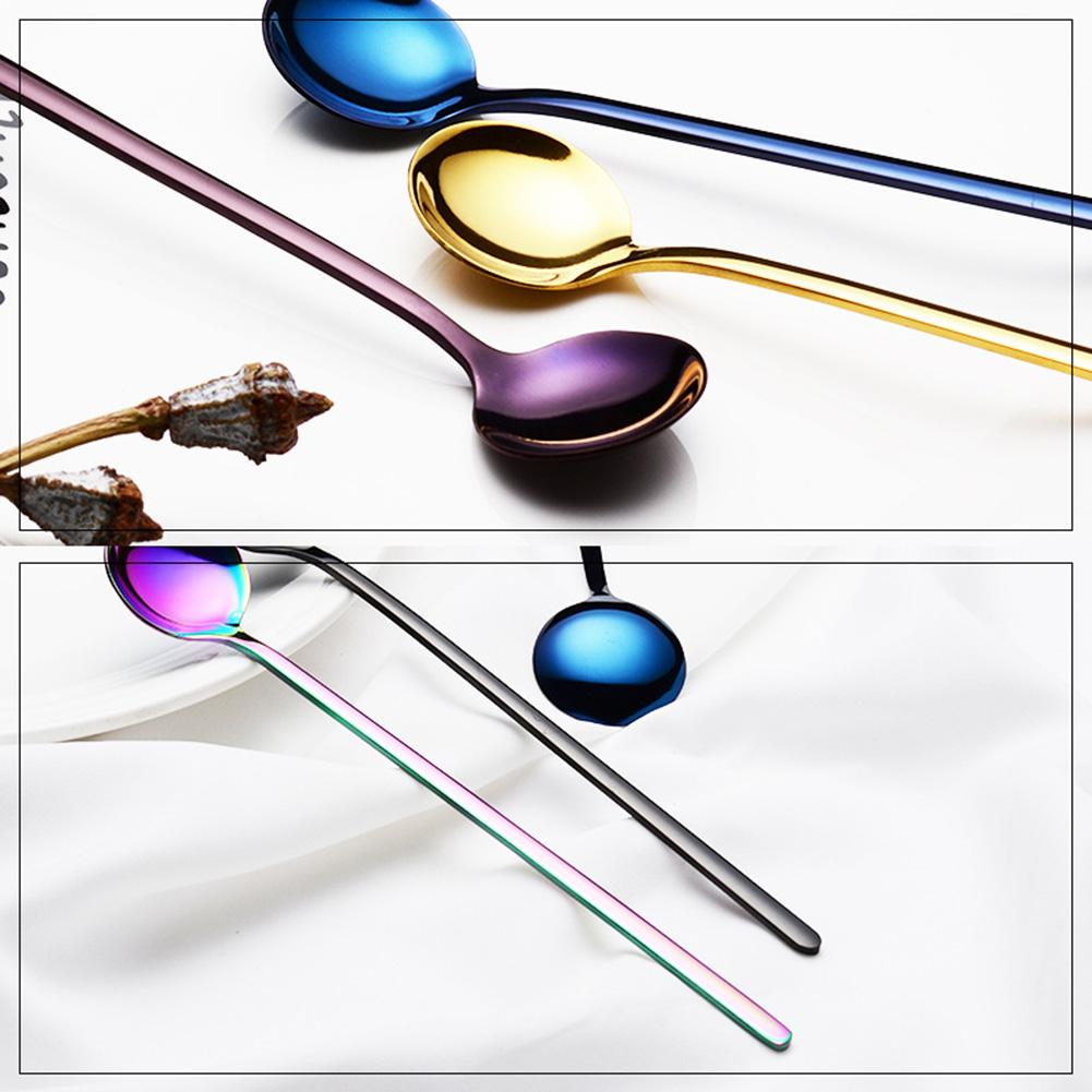 Long Handle Spoon Stainless Steel Coffee Scoop Ice Cream Dessert Teaspoon