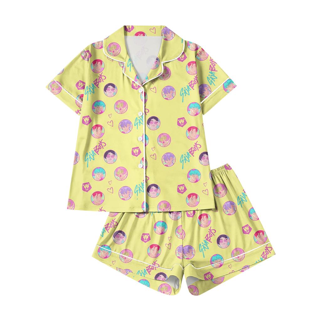 Children's Home Clothes Pajamas Set Short-sleeved Top Shorts Two-piece Set Outer Wear Play Cardigan Clothes