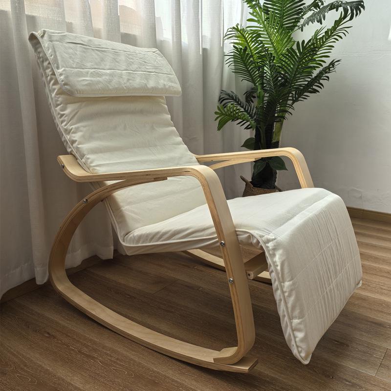 Nordic Korean Style Rocking Recliner: Folding Leisure Nap & Reading Chair Combo.