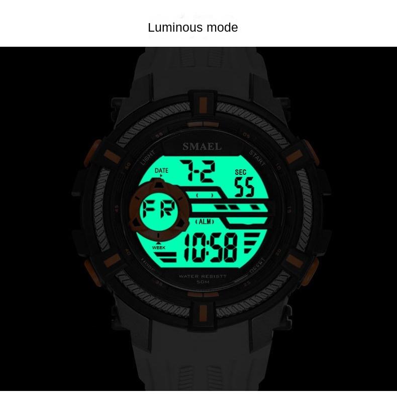 SMAEL Multi-functional Sports Watch Men's Waterproof Glow-in-the-dark Fashion Trend Electronic Watch