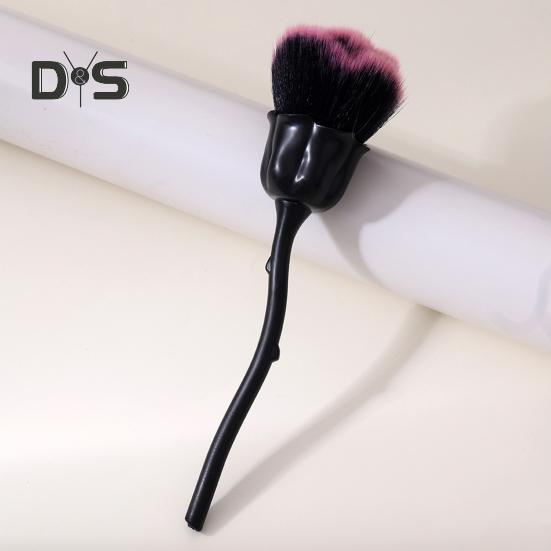 Nail Art Brush Soft Bristles Comfortable Grip Manicure Brush Artificial Fiber Wool Rose Flower Shape Nail Brush Manicure Tool