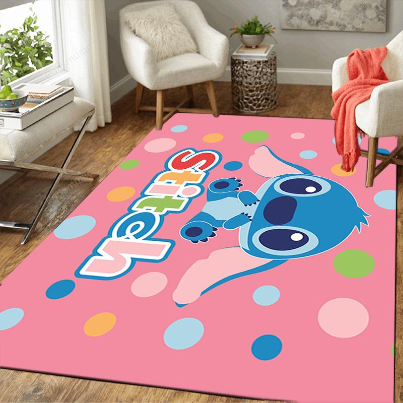1Pc Stitch Adventure Polka Dots Rug, Office Carpet Indoor Outdoor Doormat, Non-Slip Soft, Living Room, Christmas Halloween Gift. M928603