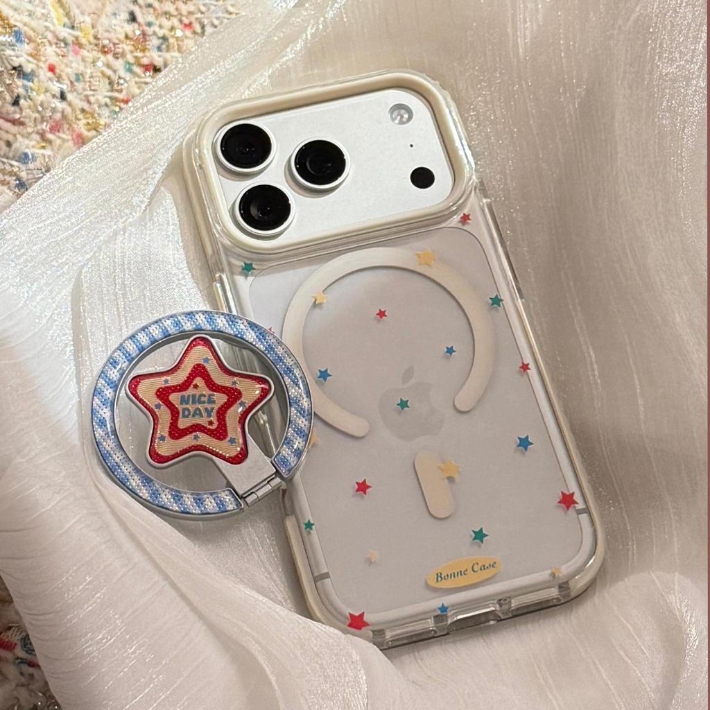 Transparent Star iPhone 17 Pro Max Case with Gold Magnetic Stand