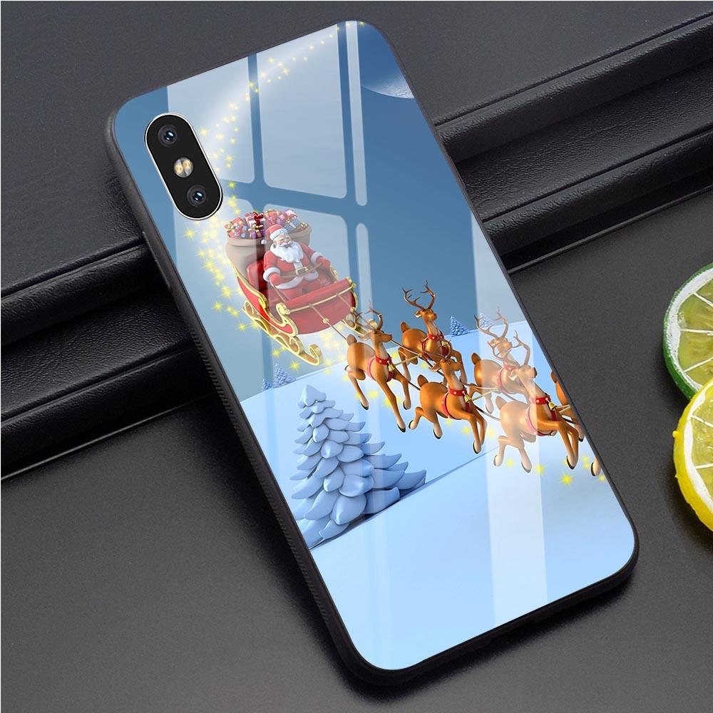 Buy Phone Case for iPhone X Christmas Xmas Tempered Glass Print ...
