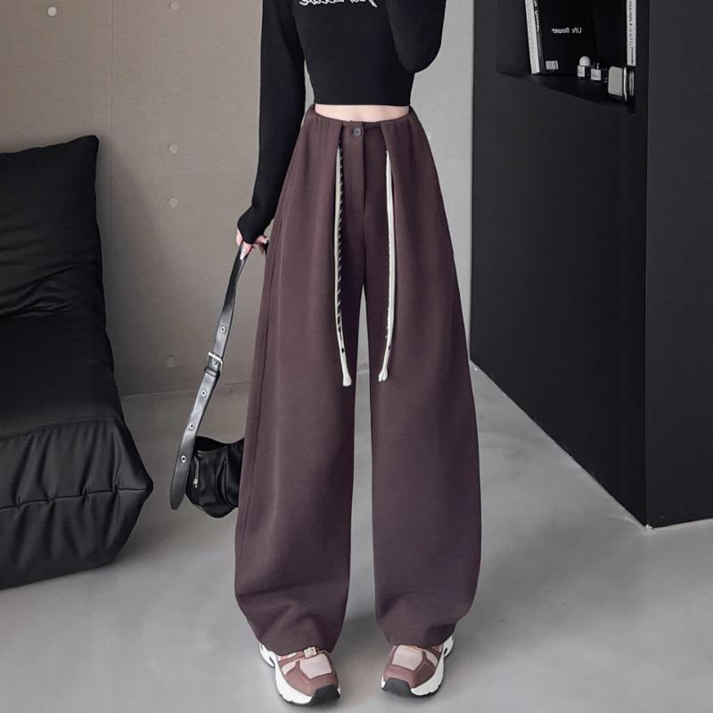 Scimitar sweatpants women's spring and autumn new high-waisted loose straight casual drape lazy wind wide-leg pants
