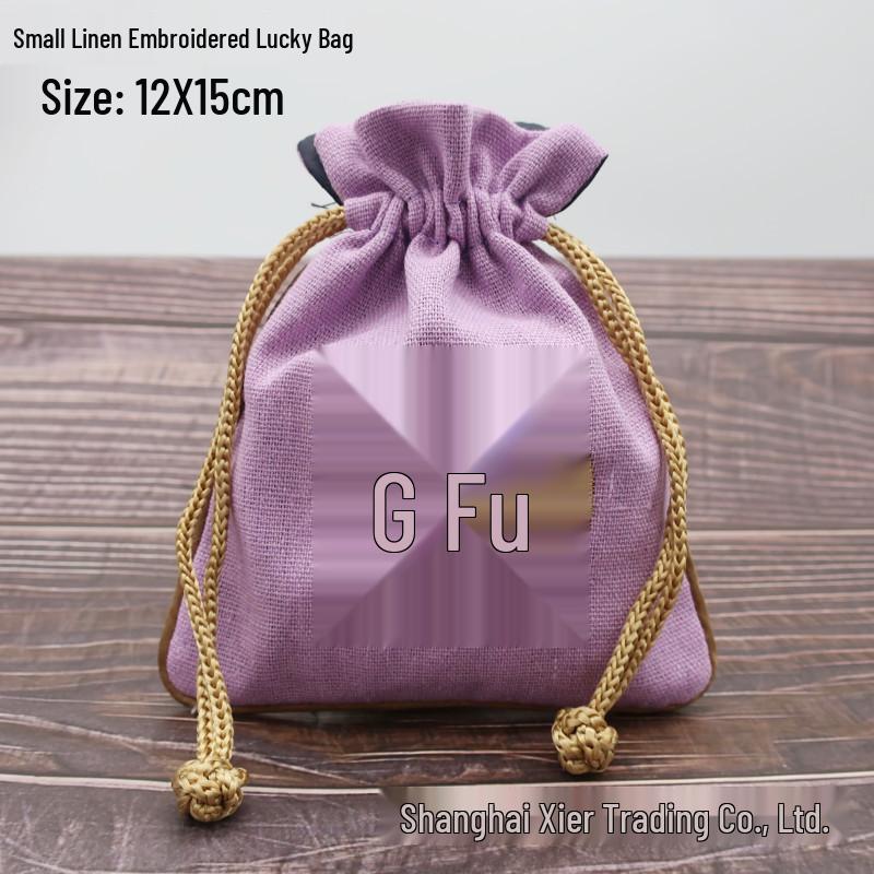 "Extra Large Embroidered Linen Drawstring Bag for Storage and Gifting"