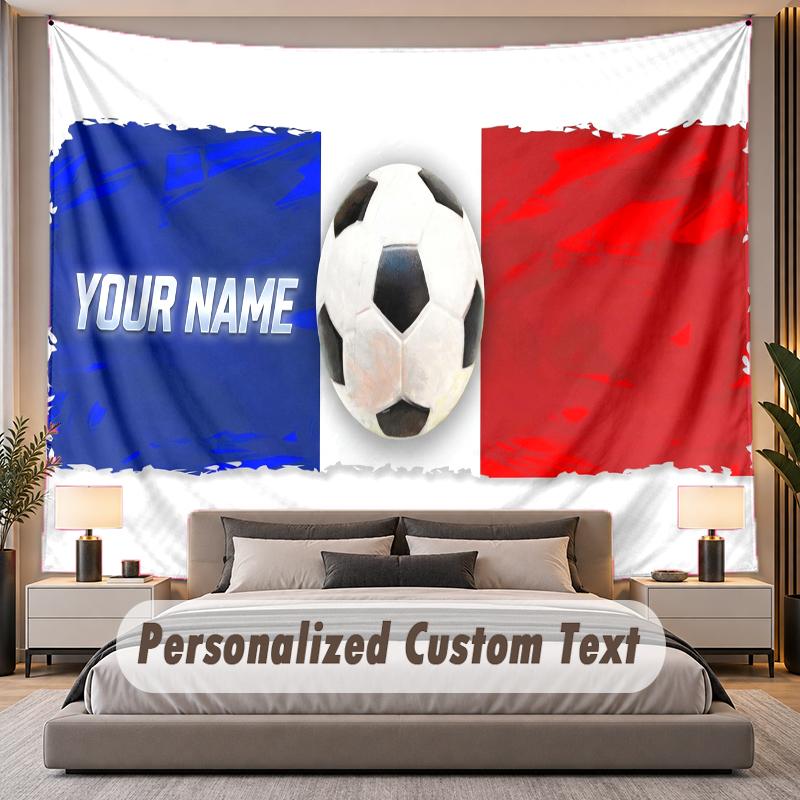 Custom Name Text Tapestry France national football team Personalized Polyester Wall Tapestry For Bedroom And Room