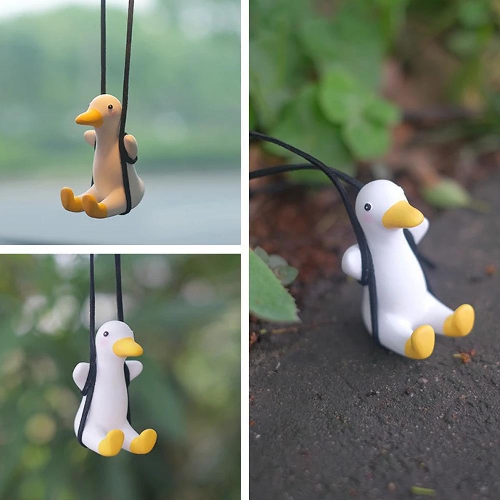 Car Interior Accessories Rearview Mirror Pendant Hanging Ornament Swing Duck Cute Anime Car Charm Accessories For Women Gift