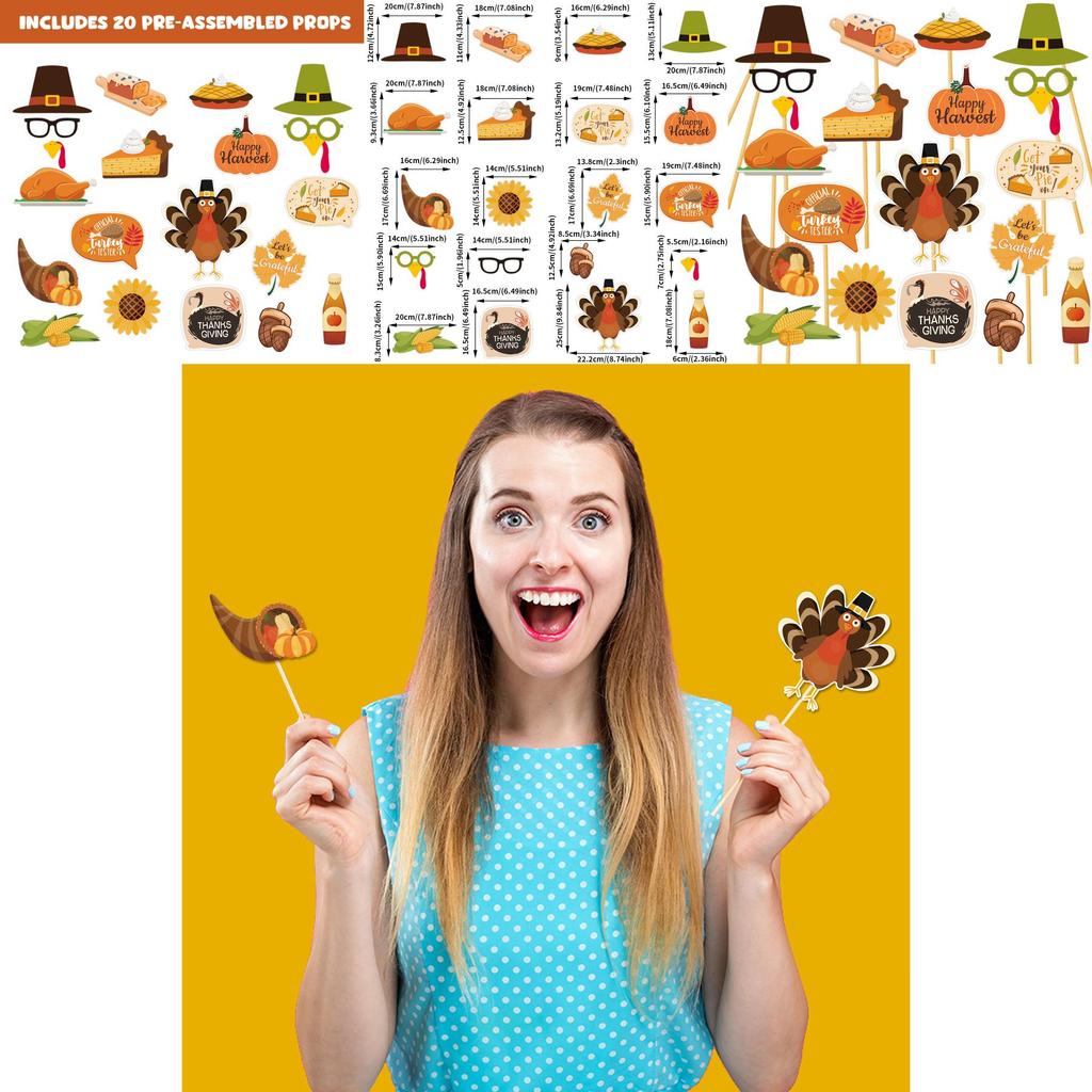 American Style Thanksgiving Day Decor Photo Booth Props For Holiday Party Fun