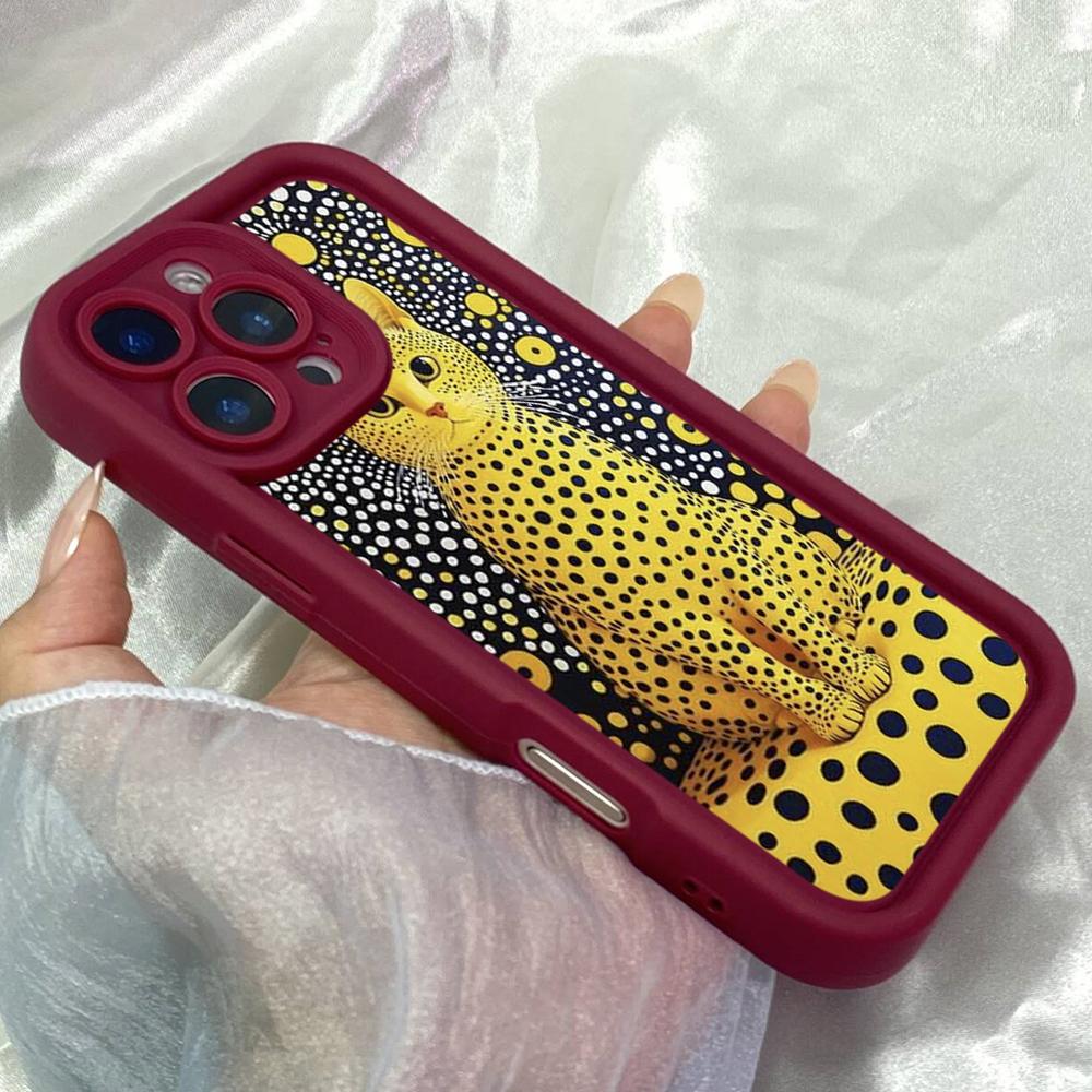 JT588 Yayoi Kusama's Cat for iPhone 17 16 15 14 13 Pro Max Samsung S26 S25 Ultra A17 A07 A56 A16 A06 A05 Xiaomi 15T Redmi 15c 14C Soft Case