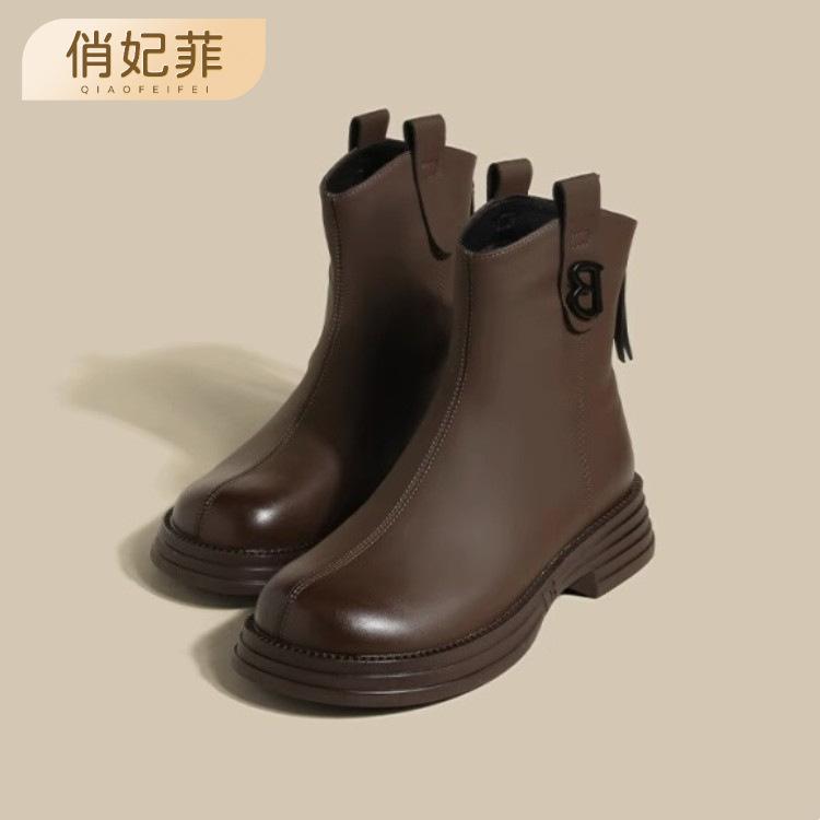 Platform Short Boots Women's New Spring and Autumn Single Boots Small Ankle High Heel Retro Shoes